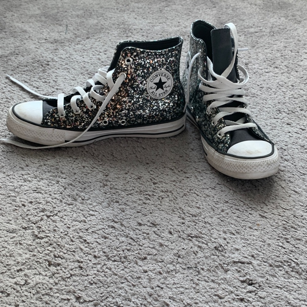 Converse Kids' Sparkly Black and White Sneakers